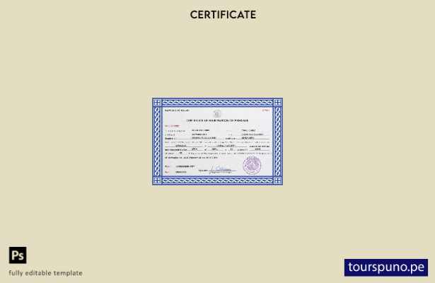 Plantilla PSD de certificado de matrimonio de Palau listo para imprimir